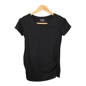BumpStart by Motherhood Maternity Womens Top Small Black Ruching Short Sleeve